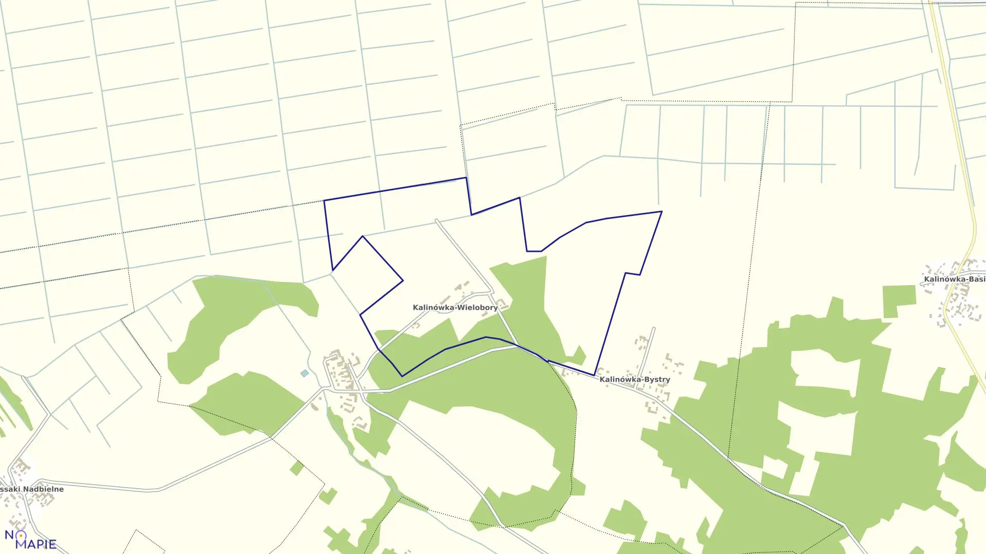 Mapa obrębu KALINÓWKA WIELOBORY w gminie Rutki